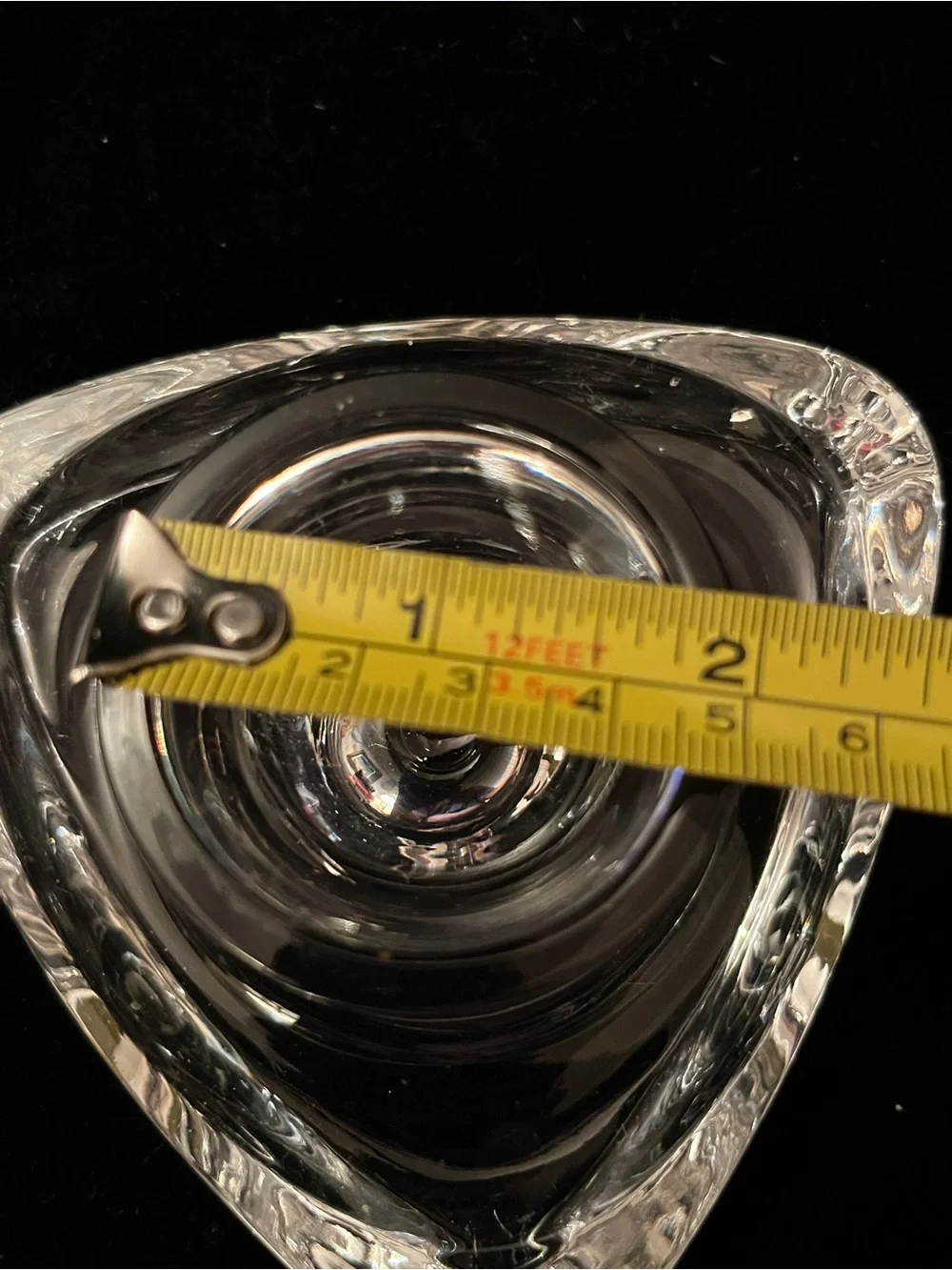 Cristalleria COLLE Italian Pair of Crystal Triangular Candle Holders